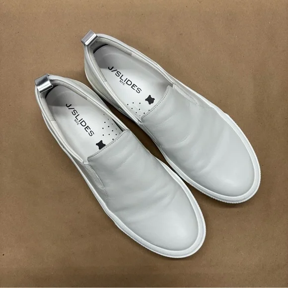 J Slides GIA, White Leather Shoes, J Slides Slip Ons Size 10 NWOT - Picture 6 of 16